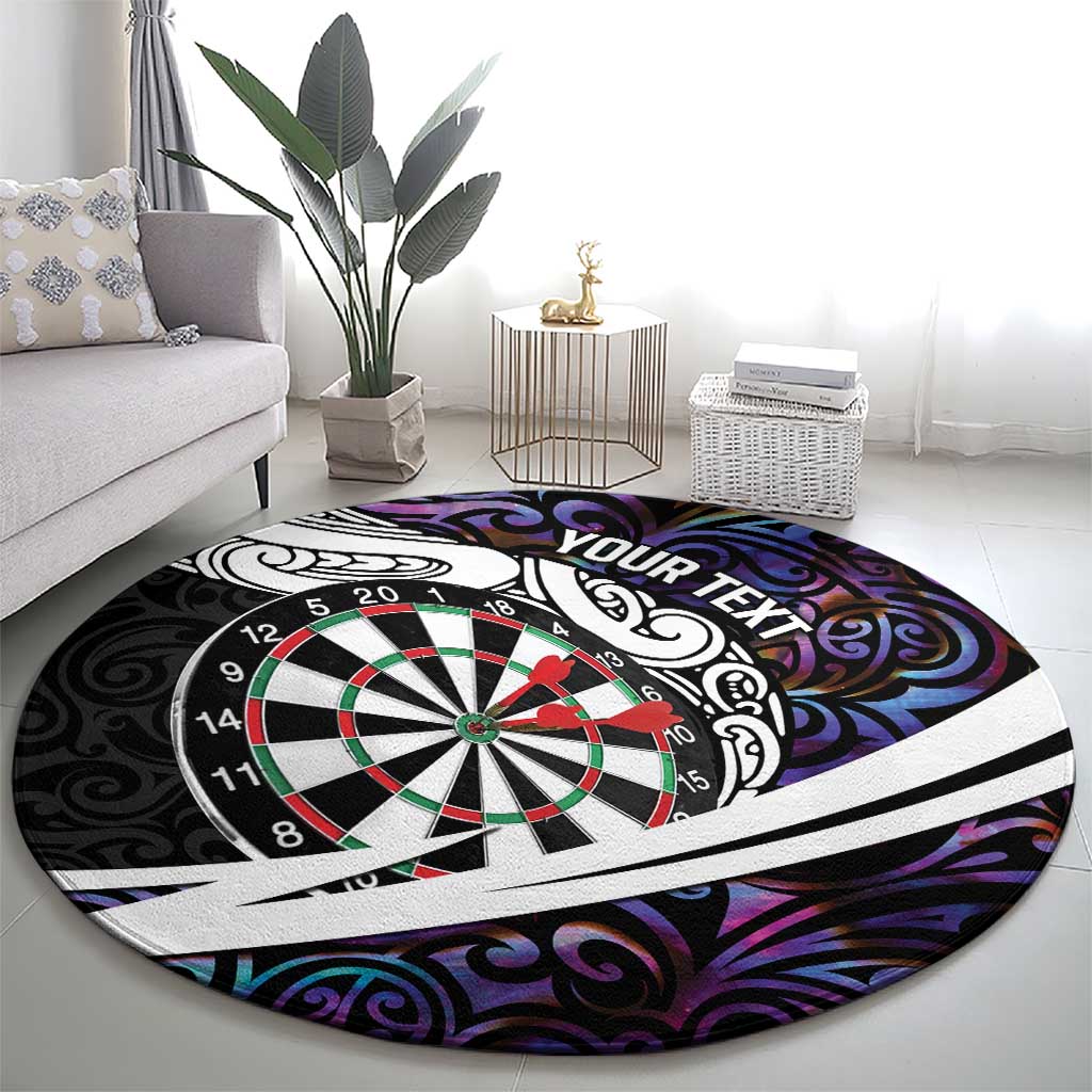 Personalized NZ Darts Round Carpet Paua Shell Maori Koru Whakairo - Purple - Polynesian Pride