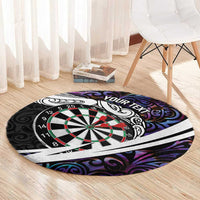 Personalized NZ Darts Round Carpet Paua Shell Maori Koru Whakairo - Purple - Polynesian Pride