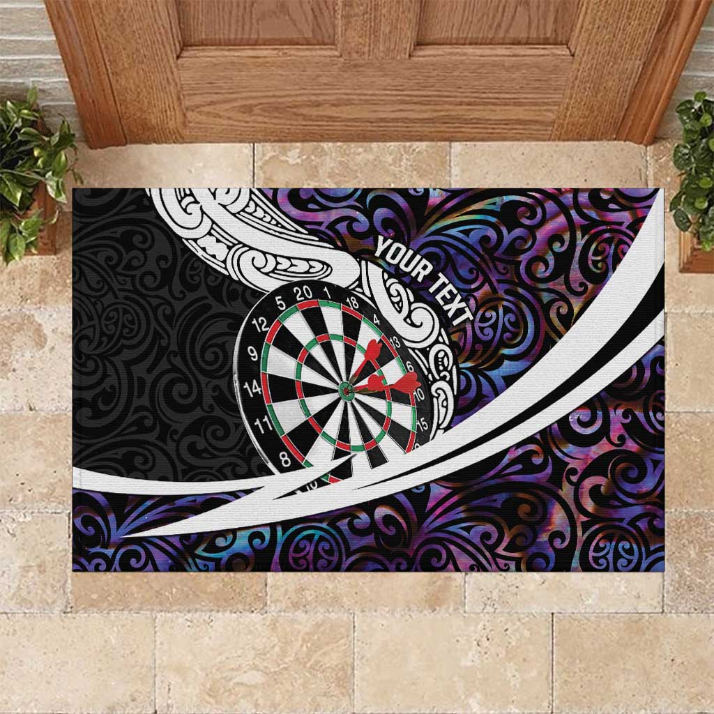 Personalized NZ Darts Rubber Doormat Paua Shell Maori Koru Whakairo - Purple LT7 Purple - Polynesian Pride