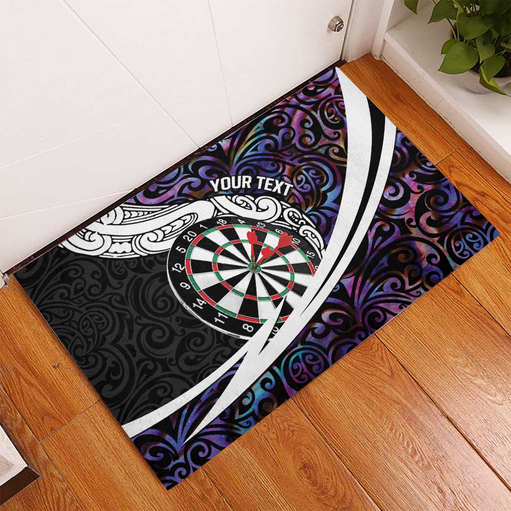 Personalized NZ Darts Rubber Doormat Paua Shell Maori Koru Whakairo - Purple LT7 - Polynesian Pride