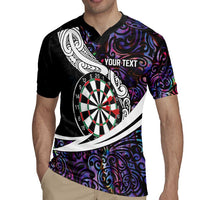 Personalized NZ Darts Rugby Jersey Paua Shell Maori Koru Whakairo - Purple - Polynesian Pride