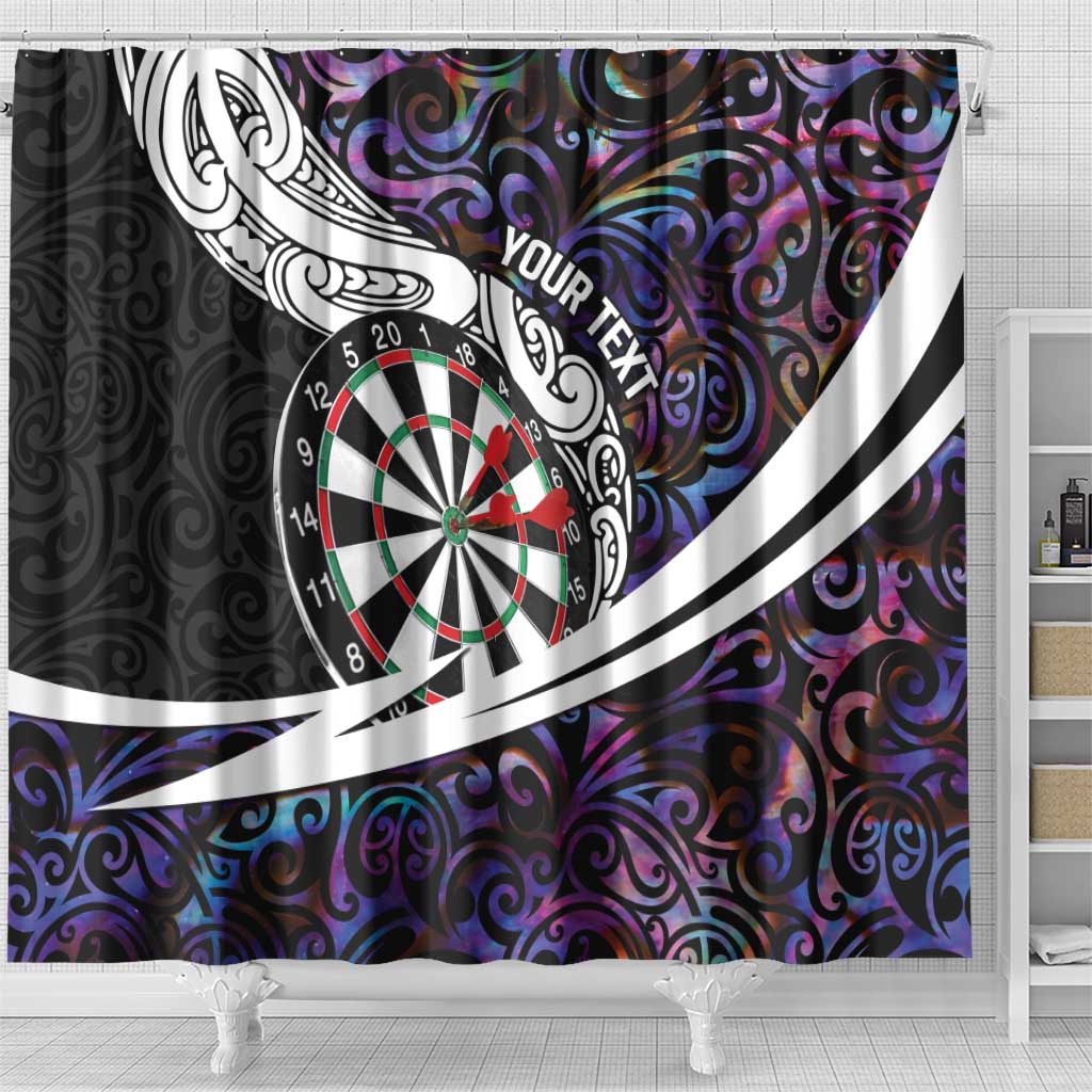 Personalized NZ Darts Shower Curtain Paua Shell Maori Koru Whakairo - Purple - Polynesian Pride