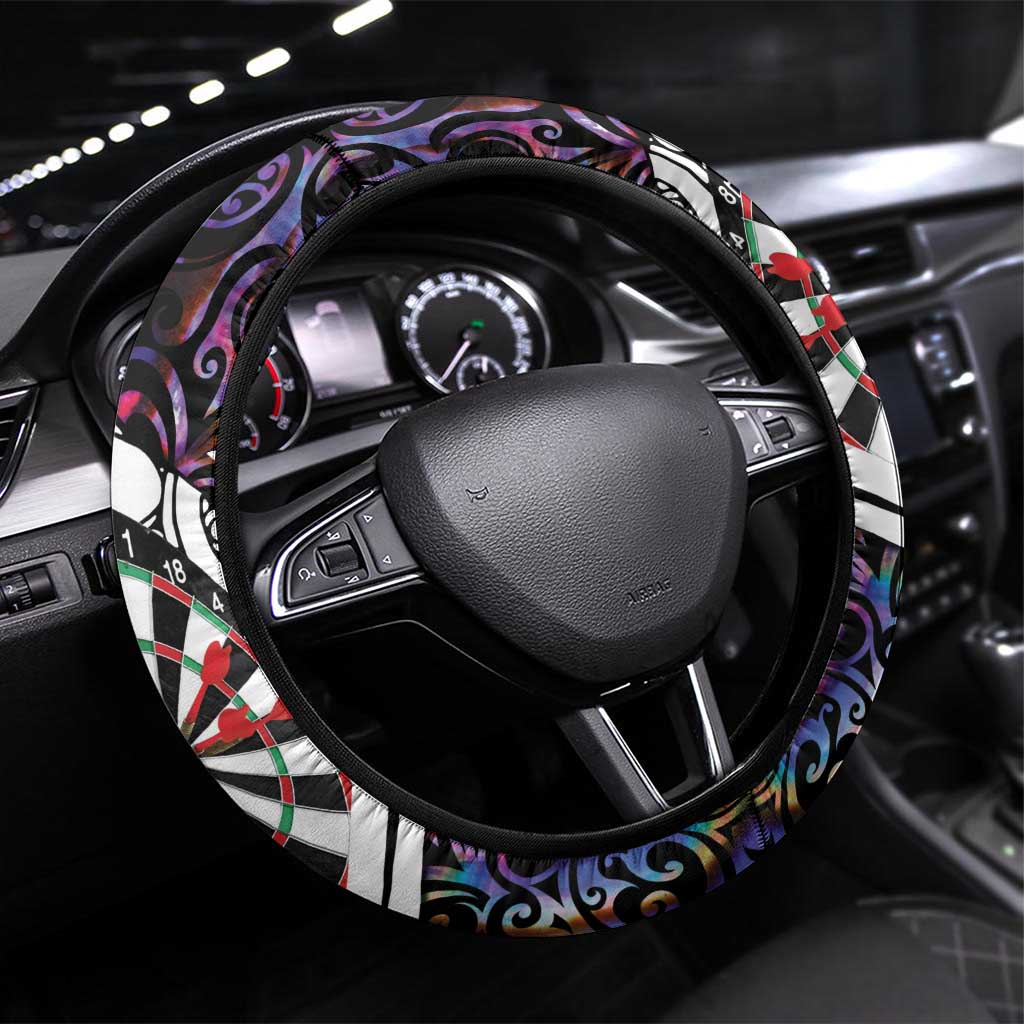 NZ Darts Steering Wheel Cover Paua Shell Maori Koru Whakairo - Purple LT7 Universal Fit Purple - Polynesian Pride