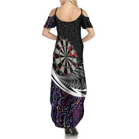 Personalized NZ Darts Summer Maxi Dress Paua Shell Maori Koru Whakairo - Purple - Polynesian Pride