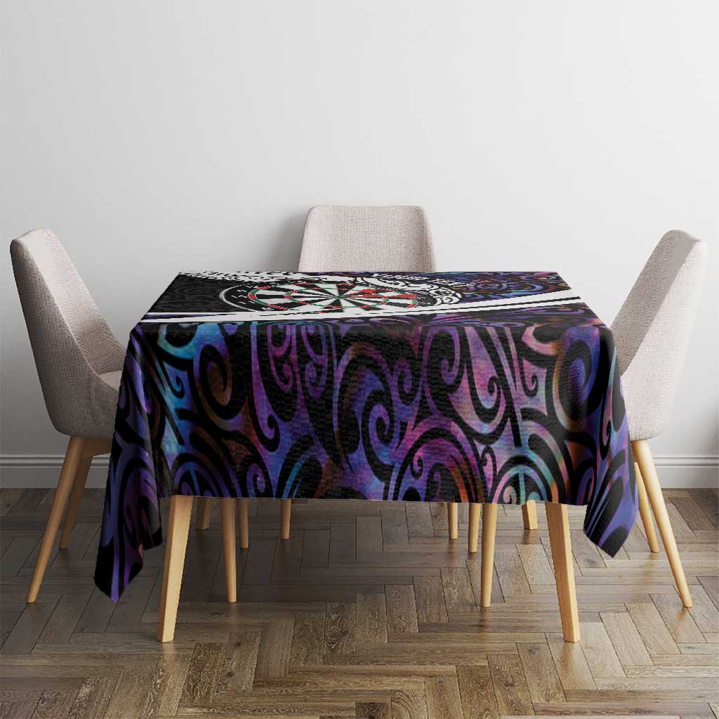 Personalized NZ Darts Tablecloth Paua Shell Maori Koru Whakairo - Purple LT7 - Polynesian Pride