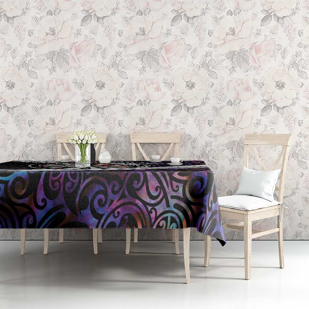 Personalized NZ Darts Tablecloth Paua Shell Maori Koru Whakairo - Purple LT7 - Polynesian Pride