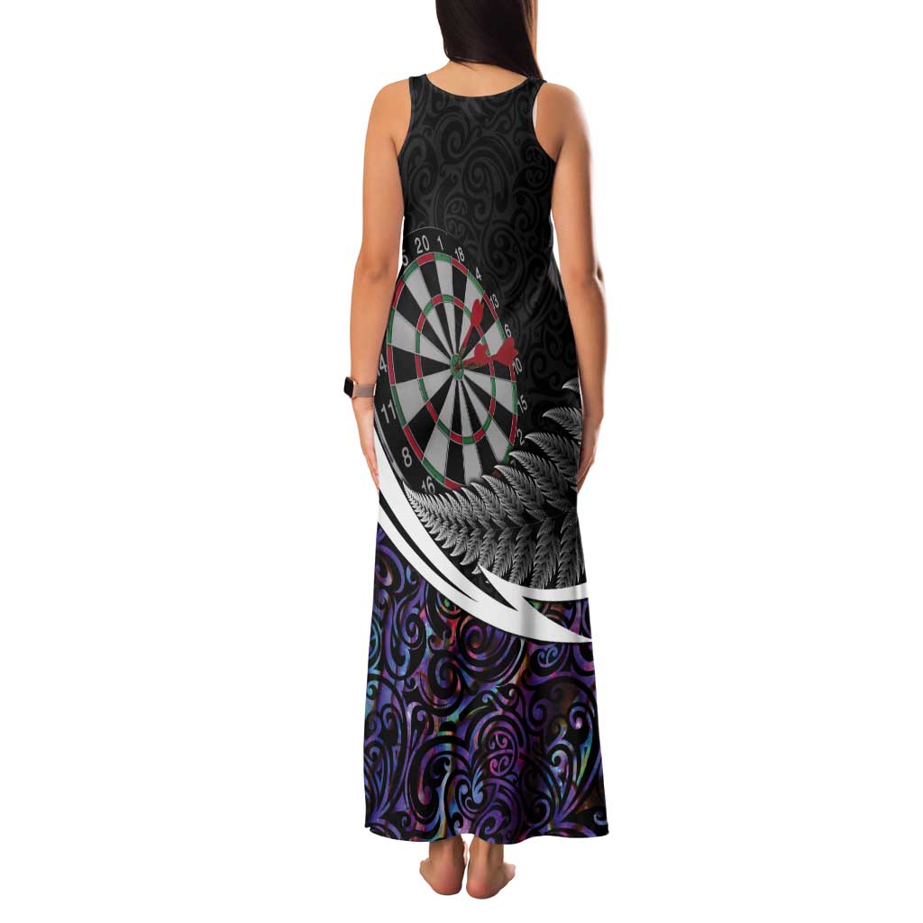 Personalized NZ Darts Tank Maxi Dress Paua Shell Maori Koru Whakairo - Purple - Polynesian Pride