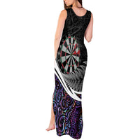Personalized NZ Darts Tank Maxi Dress Paua Shell Maori Koru Whakairo - Purple - Polynesian Pride