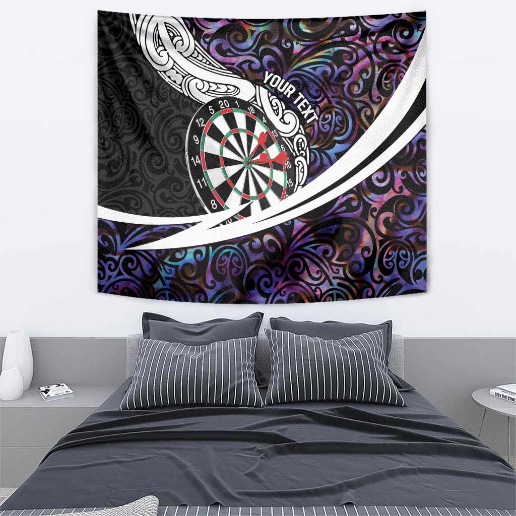 Personalized NZ Darts Tapestry Paua Shell Maori Koru Whakairo - Purple - Polynesian Pride