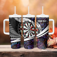 Personalized NZ Darts Tumbler With Handle Paua Shell Maori Koru Whakairo - Purple - Polynesian Pride