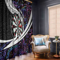 Personalized NZ Darts Window Curtain Paua Shell Maori Koru Whakairo - Purple - Polynesian Pride