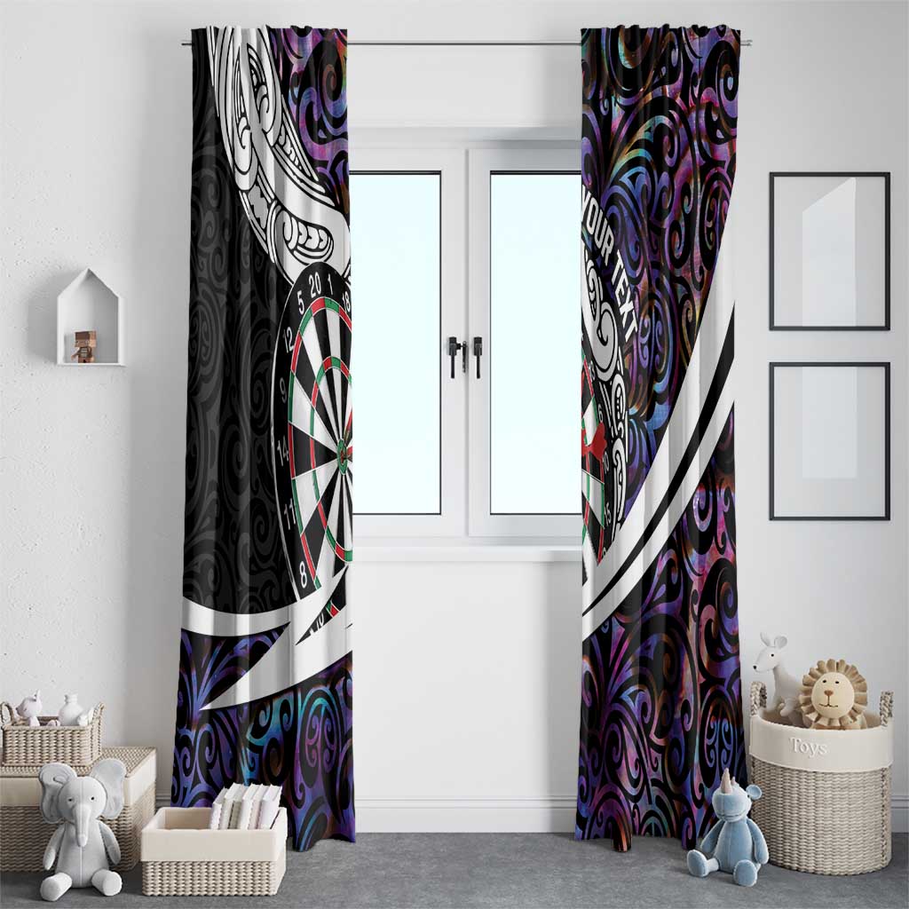 Personalized NZ Darts Window Curtain Paua Shell Maori Koru Whakairo - Purple - Polynesian Pride