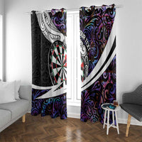 Personalized NZ Darts Window Curtain Paua Shell Maori Koru Whakairo - Purple - Polynesian Pride