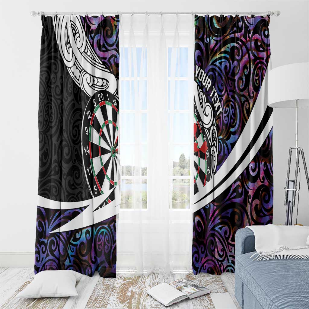 Personalized NZ Darts Window Curtain Paua Shell Maori Koru Whakairo - Purple - Polynesian Pride