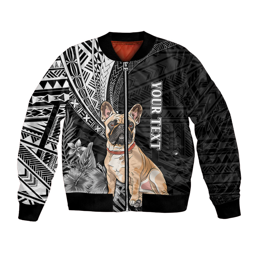 Personalised Polynesian Bomber Jacket Bulldog With Polynesian Patterns LT7 Unisex Black - Polynesian Pride