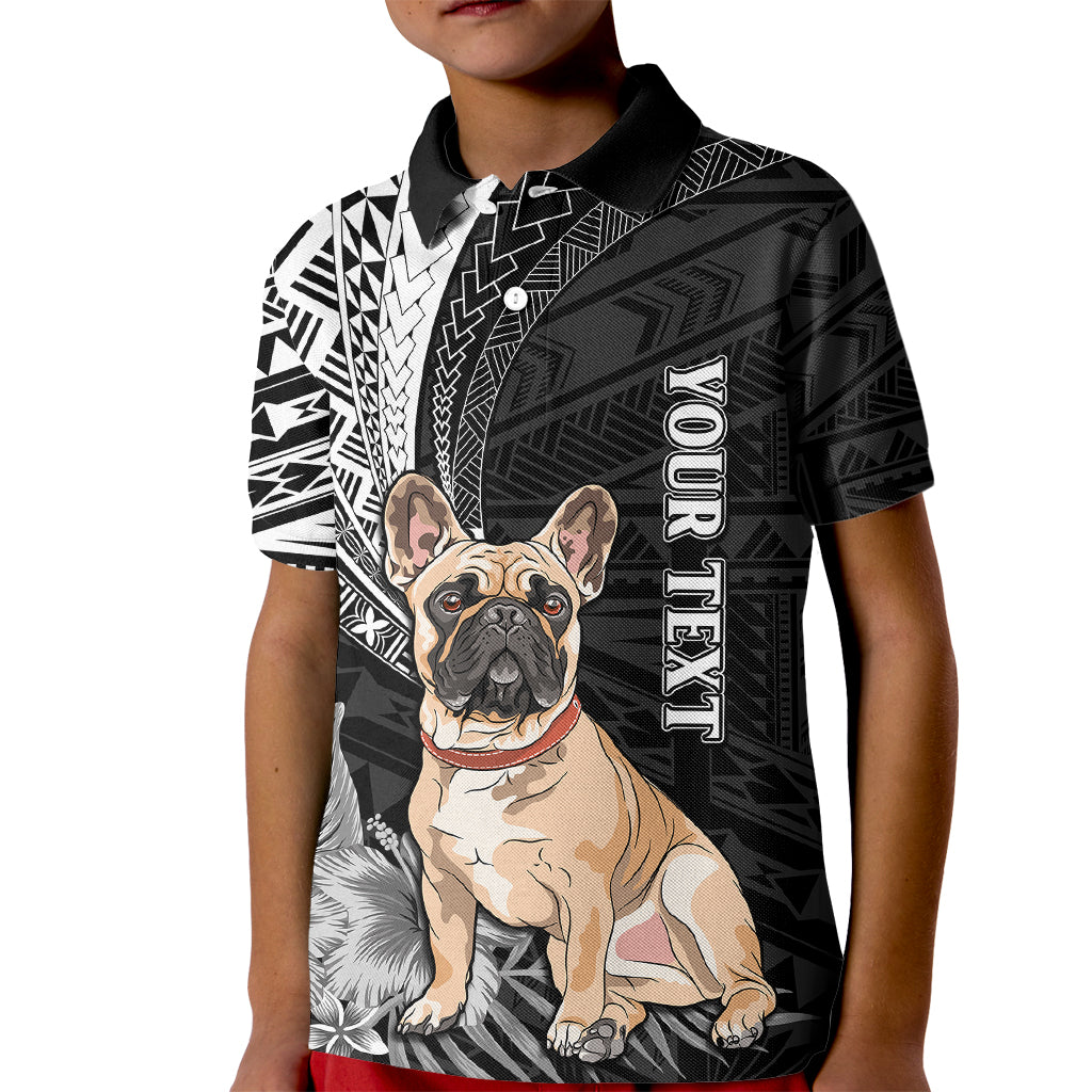 Personalised Polynesian Kid Polo Shirt Bulldog With Polynesian Patterns LT7 Kid Black - Polynesian Pride