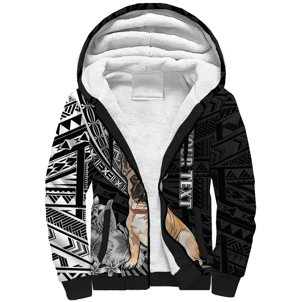 Personalised Polynesian Sherpa Hoodie Bulldog With Polynesian Patterns LT7 Unisex Black - Polynesian Pride