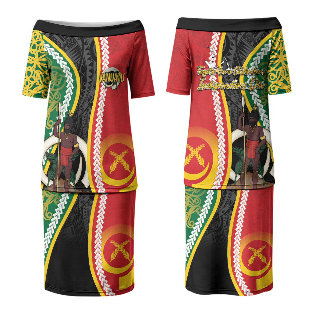 Ni-Vanuatu Indipendens Dei Celebretem Couples Matching Puletasi and Long Sleeve Button Shirt Yumi Yumi Yumi LT7 - Polynesian Pride
