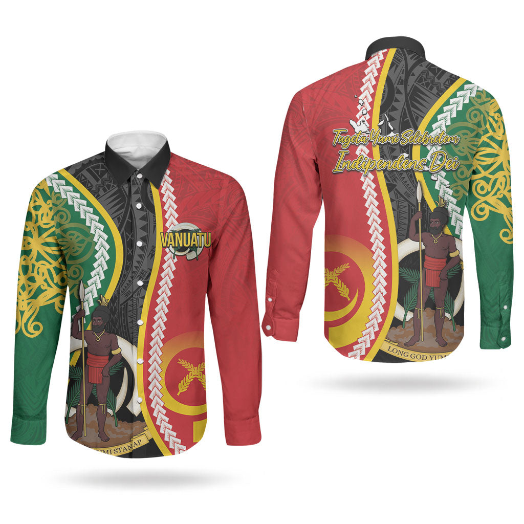 Ni-Vanuatu Indipendens Dei Celebretem Couples Matching Tank Maxi Dress and Long Sleeve Button Shirt Yumi Yumi Yumi LT7 - Polynesian Pride