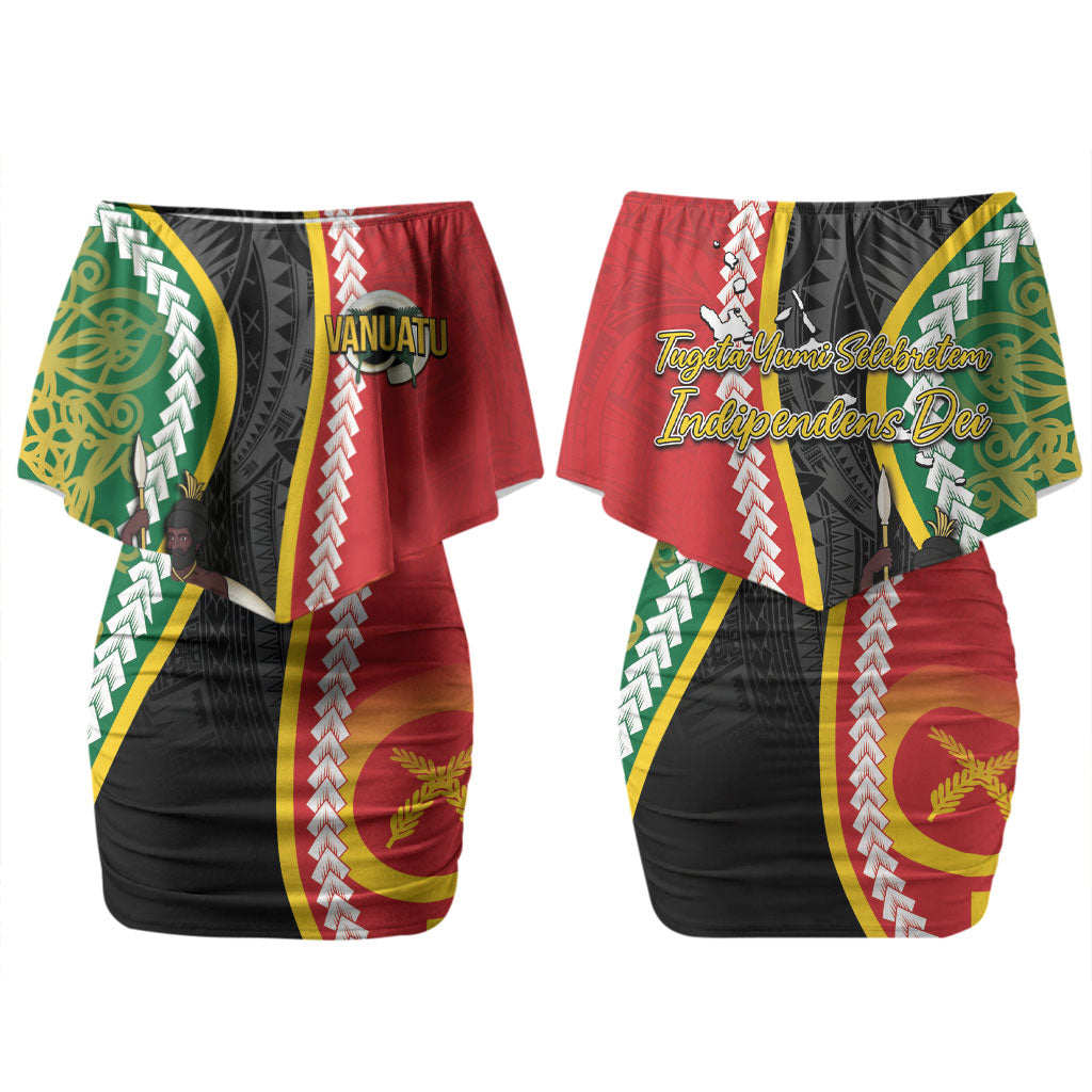 Ni-Vanuatu Indipendens Dei Celebretem Family Matching Off Shoulder Short Dress and Hawaiian Shirt Yumi Yumi Yumi LT7 Mom's Dress Multicolor - Polynesian Pride