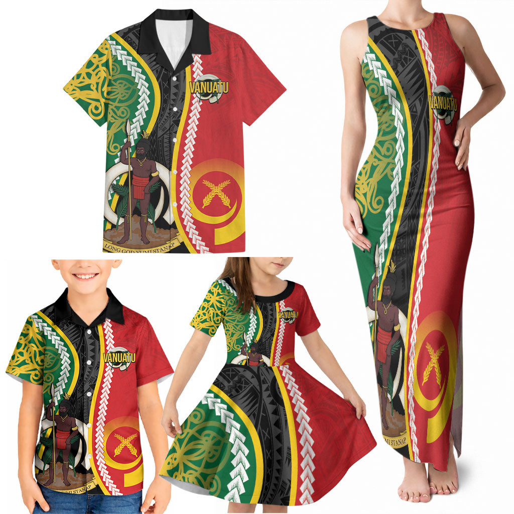 Ni-Vanuatu Indipendens Dei Celebretem Family Matching Tank Maxi Dress and Hawaiian Shirt Yumi Yumi Yumi LT7 - Polynesian Pride