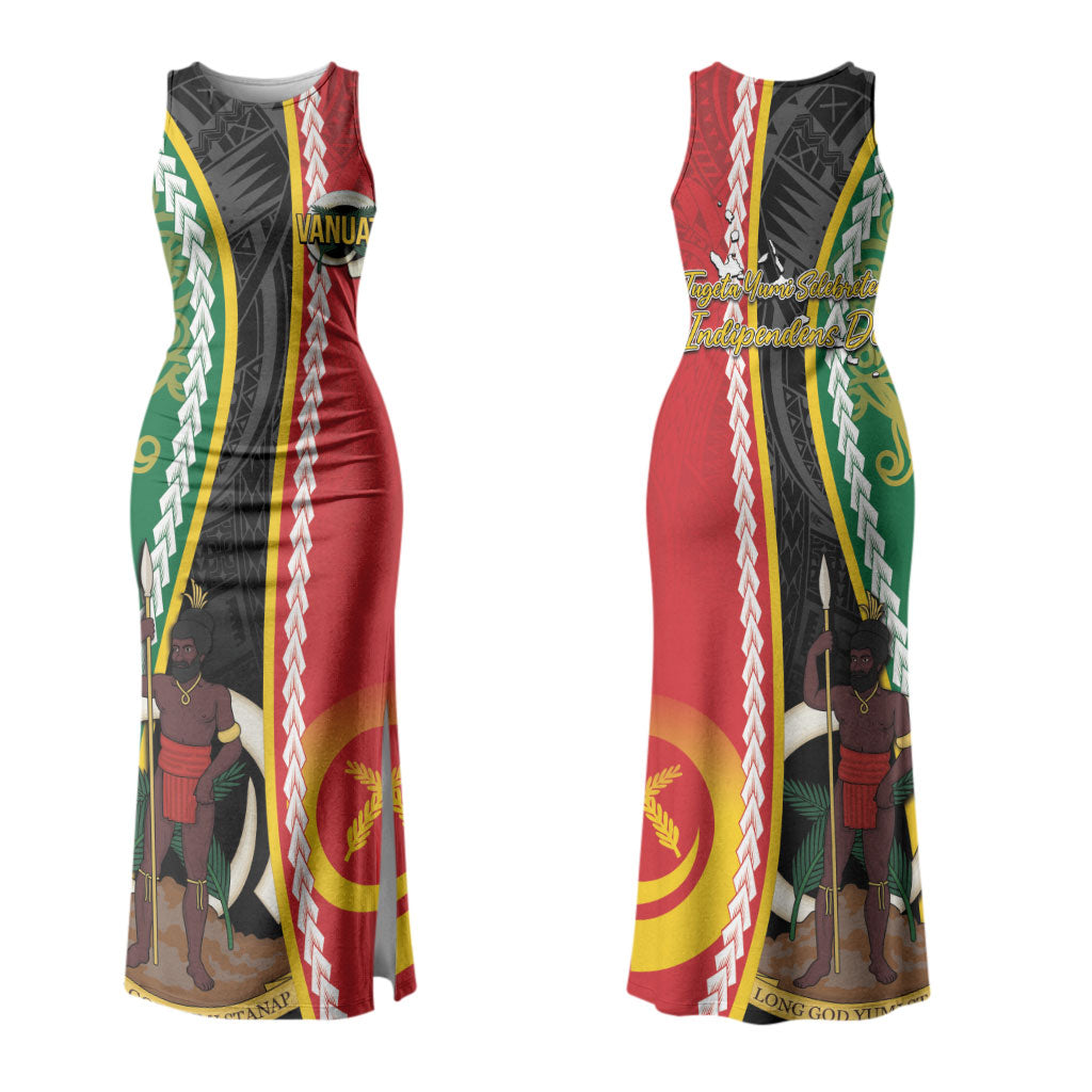 Ni-Vanuatu Indipendens Dei Celebretem Family Matching Tank Maxi Dress and Hawaiian Shirt Yumi Yumi Yumi LT7 Mom's Dress Multicolor - Polynesian Pride