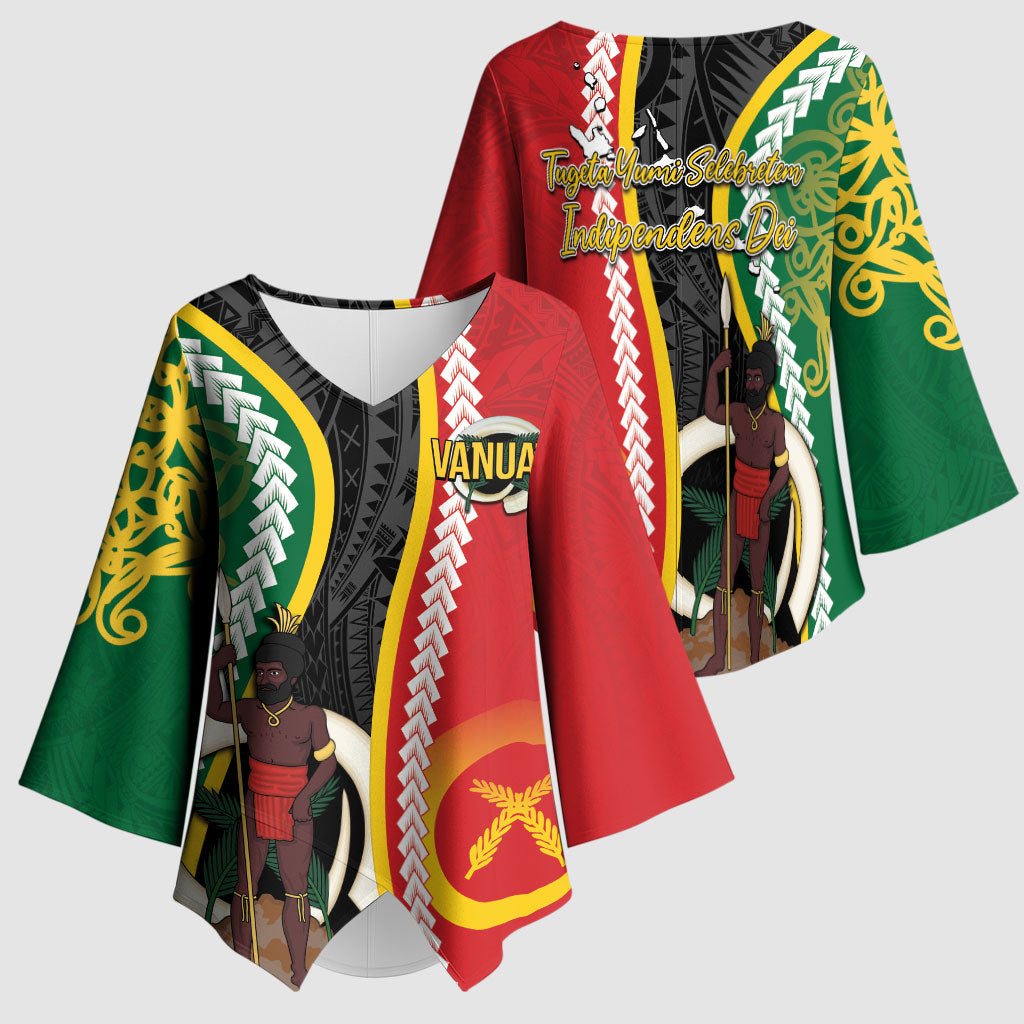 Ni-Vanuatu Indipendens Dei Celebretem Kimono Sleeve Blouse Yumi Yumi Yumi LT7 - Polynesian Pride