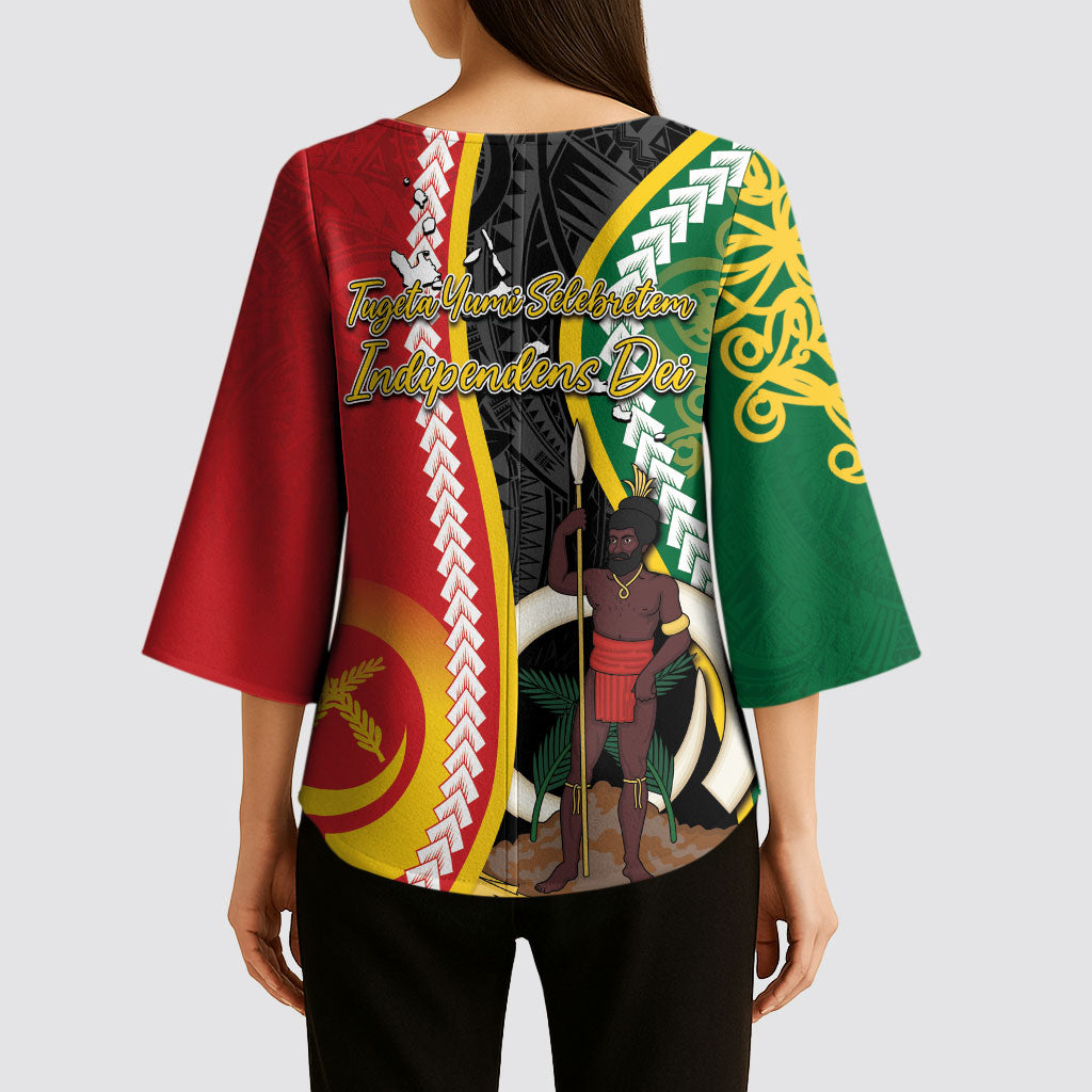 Ni-Vanuatu Indipendens Dei Celebretem Kimono Sleeve Blouse Yumi Yumi Yumi LT7 - Polynesian Pride