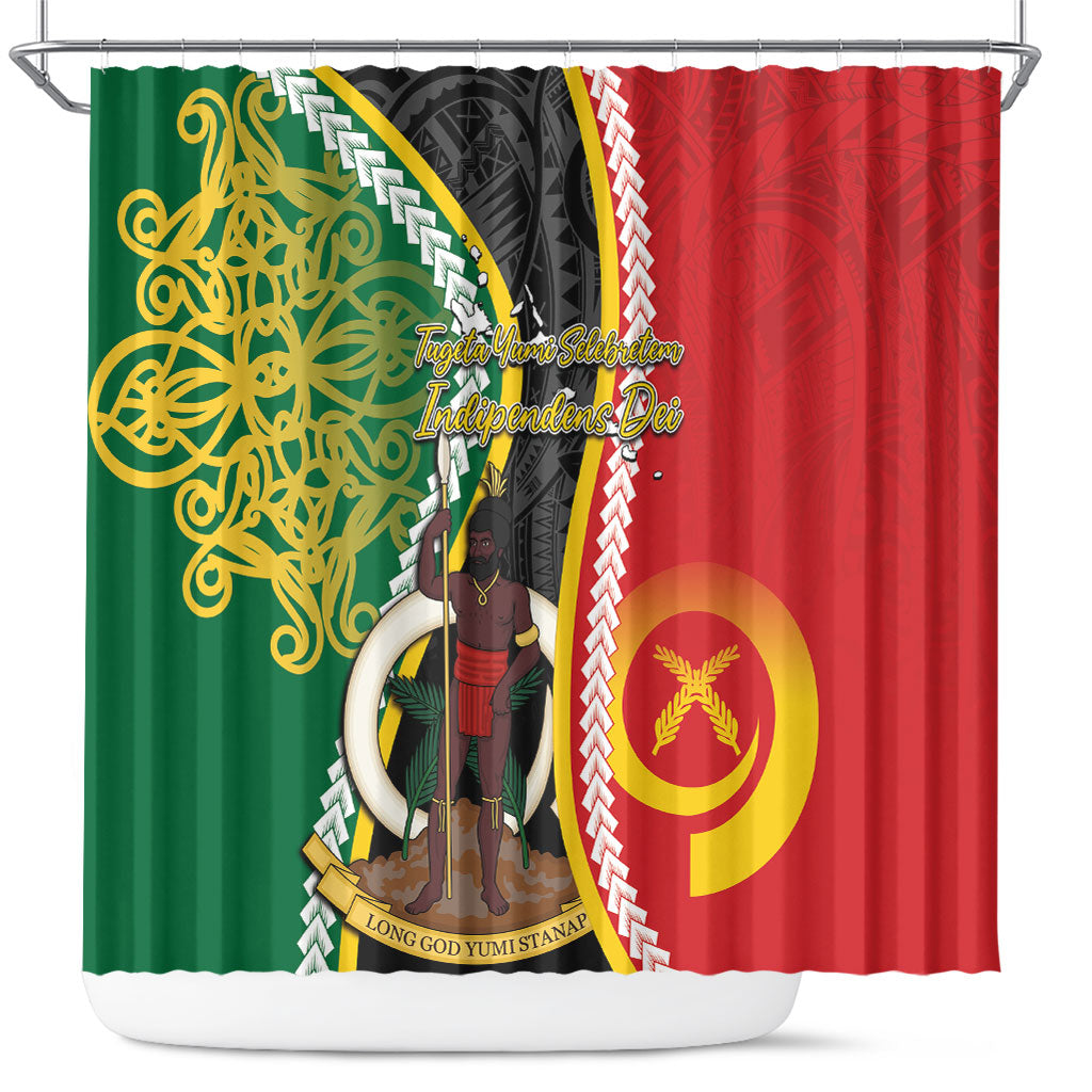Ni-Vanuatu Indipendens Dei Celebretem Shower Curtain Yumi Yumi Yumi LT7 Multicolor - Polynesian Pride