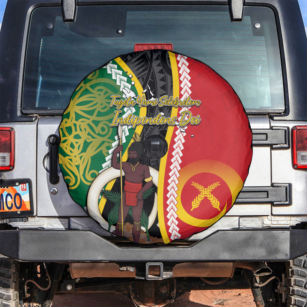 Ni-Vanuatu Indipendens Dei Celebretem Spare Tire Cover Yumi Yumi Yumi LT7 Multicolor - Polynesian Pride