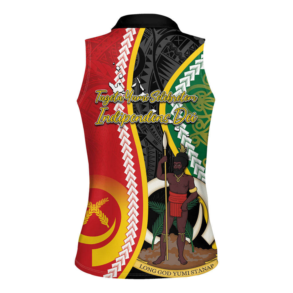 Ni-Vanuatu Indipendens Dei Celebretem Women Sleeveless Polo Shirt Yumi Yumi Yumi LT7 - Polynesian Pride