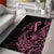 Polynesian Pink Power Area Rug Breast Cancer Ribbon Turtle and Flowers