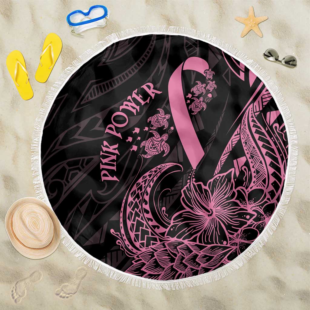 Polynesian Pink Power Beach Blanket Breast Cancer Ribbon Turtle and Flowers LT7 One Size 150cm Pink - Polynesian Pride