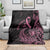 Polynesian Pink Power Blanket Breast Cancer Ribbon Turtle and Flowers