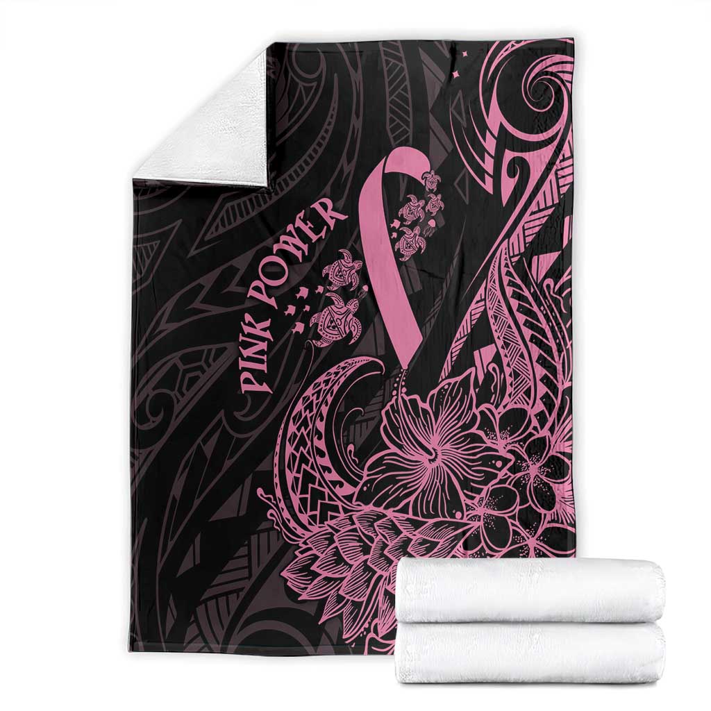 Polynesian Pink Power Blanket Breast Cancer Ribbon Turtle and Flowers LT7 - Polynesian Pride