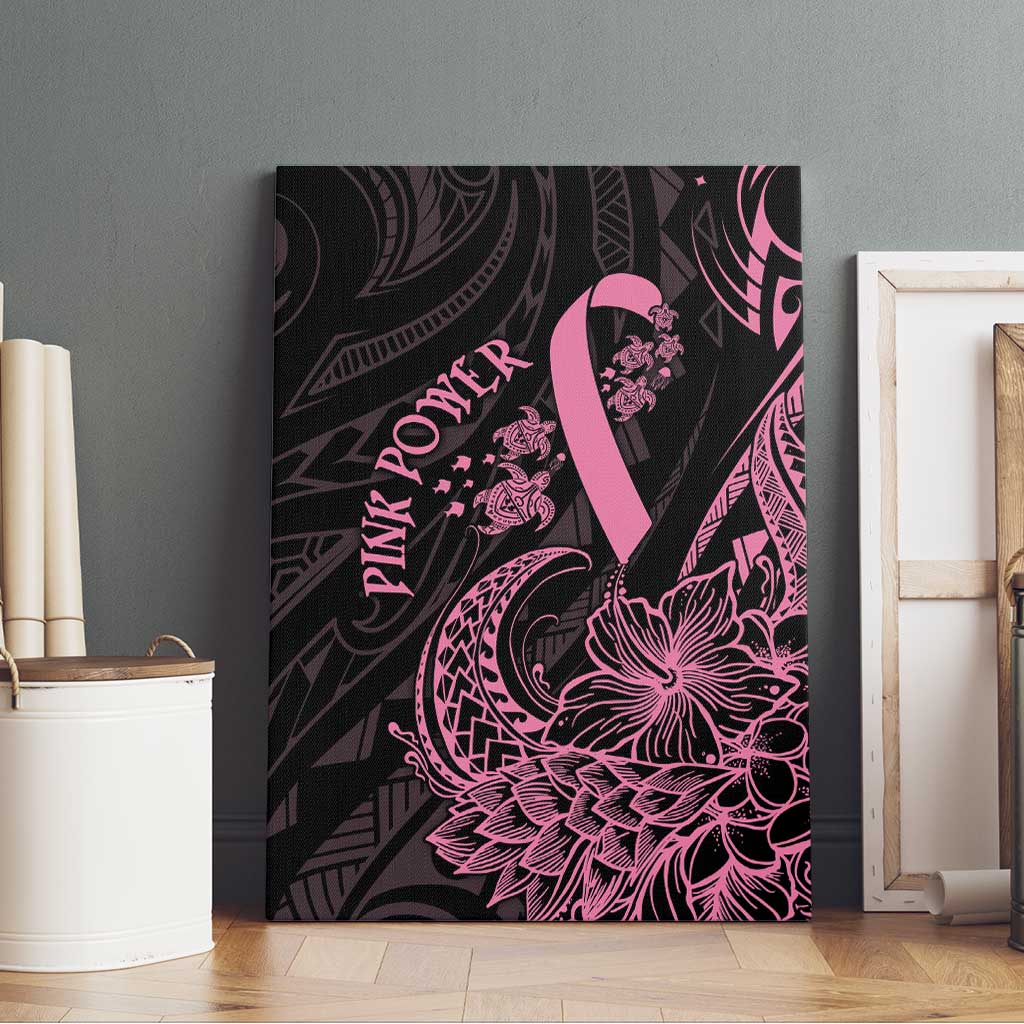 Polynesian Pink Power Canvas Wall Art Breast Cancer Ribbon Turtle and Flowers LT7 - Polynesian Pride