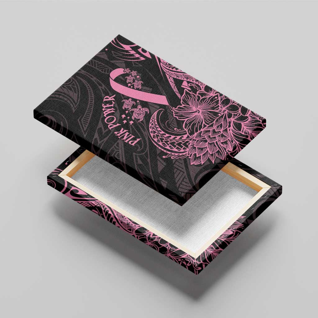 Polynesian Pink Power Canvas Wall Art Breast Cancer Ribbon Turtle and Flowers LT7 - Polynesian Pride