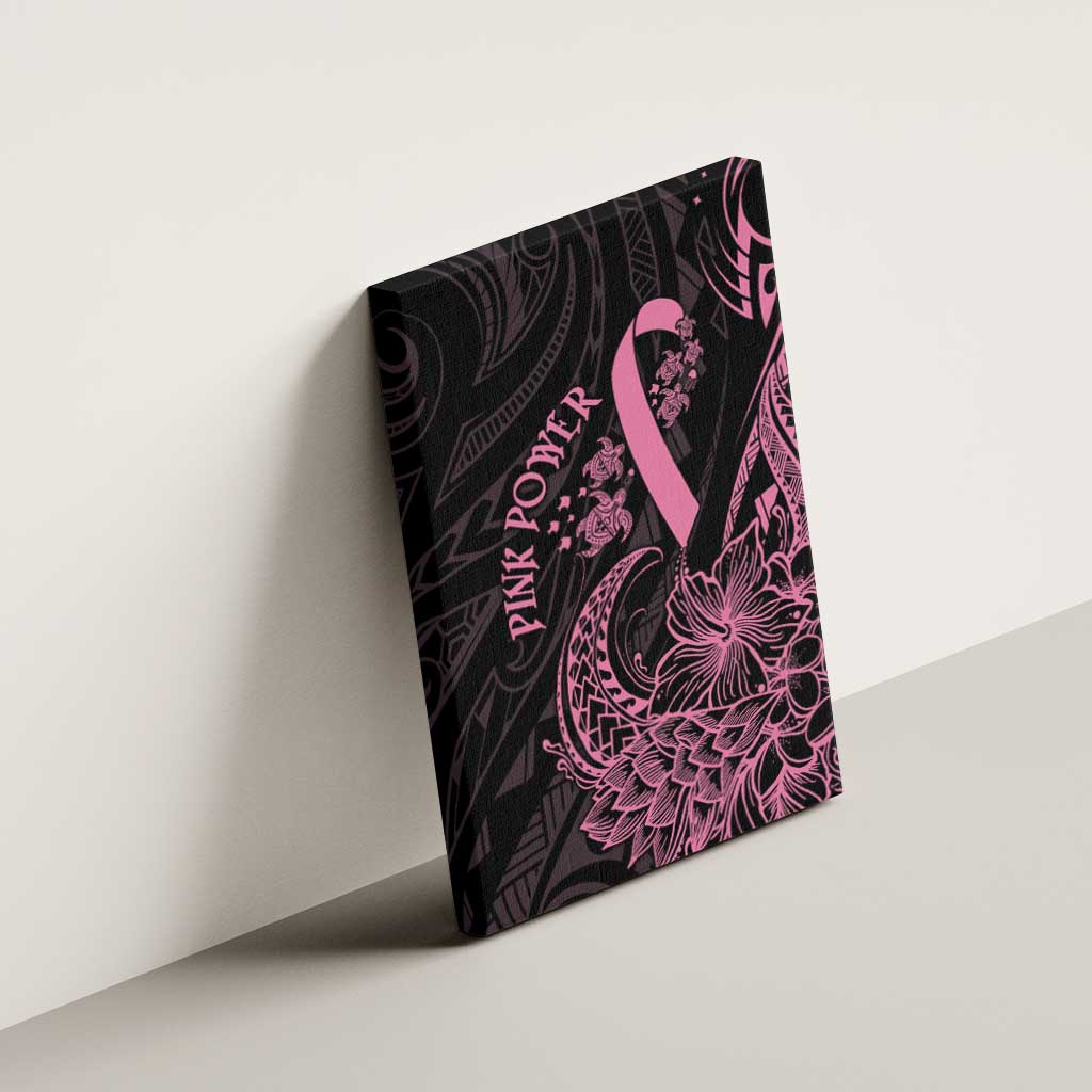 Polynesian Pink Power Canvas Wall Art Breast Cancer Ribbon Turtle and Flowers LT7 - Polynesian Pride