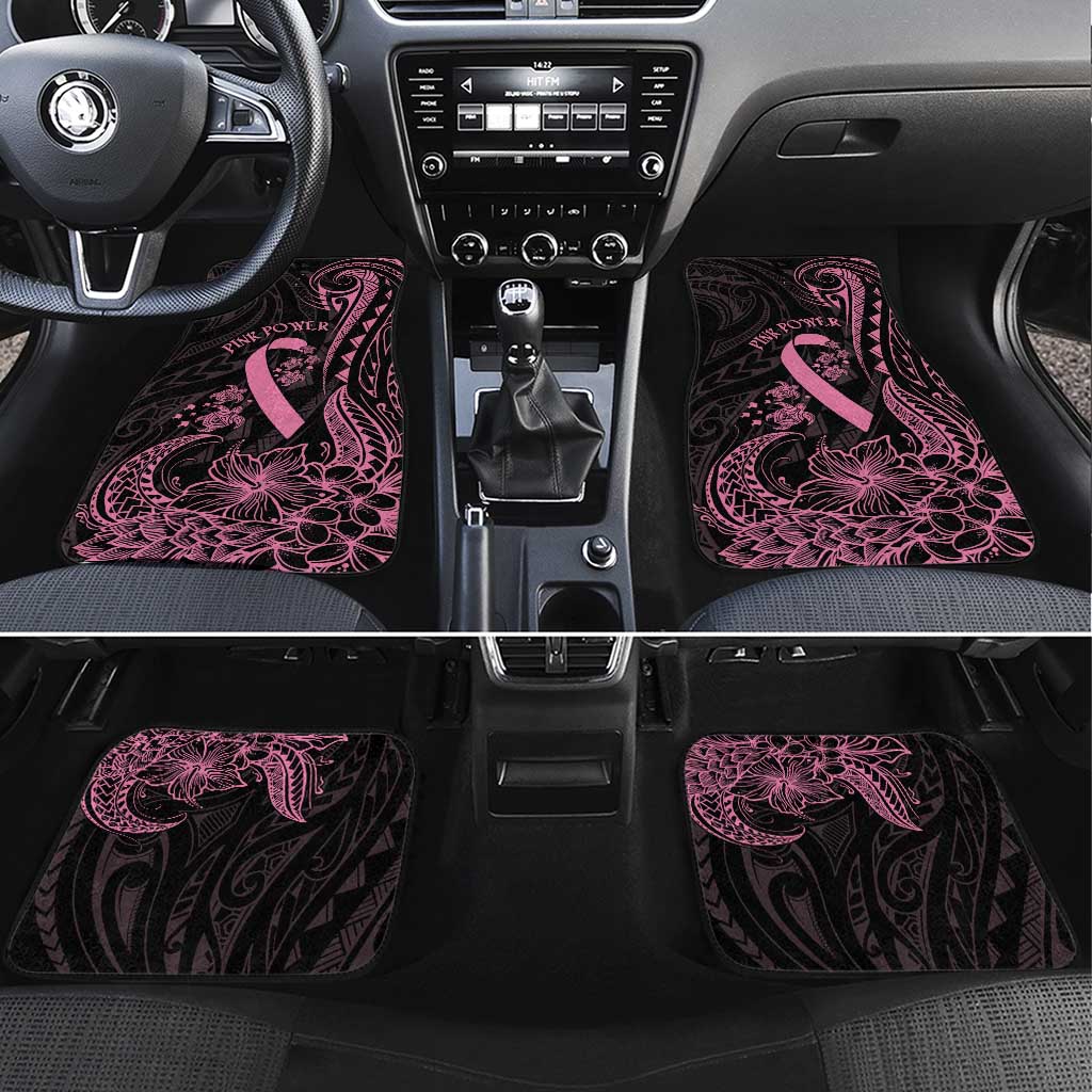 Polynesian Pink Power Car Mats Breast Cancer Ribbon Turtle and Flowers LT7 Set 4pcs Pink - Polynesian Pride