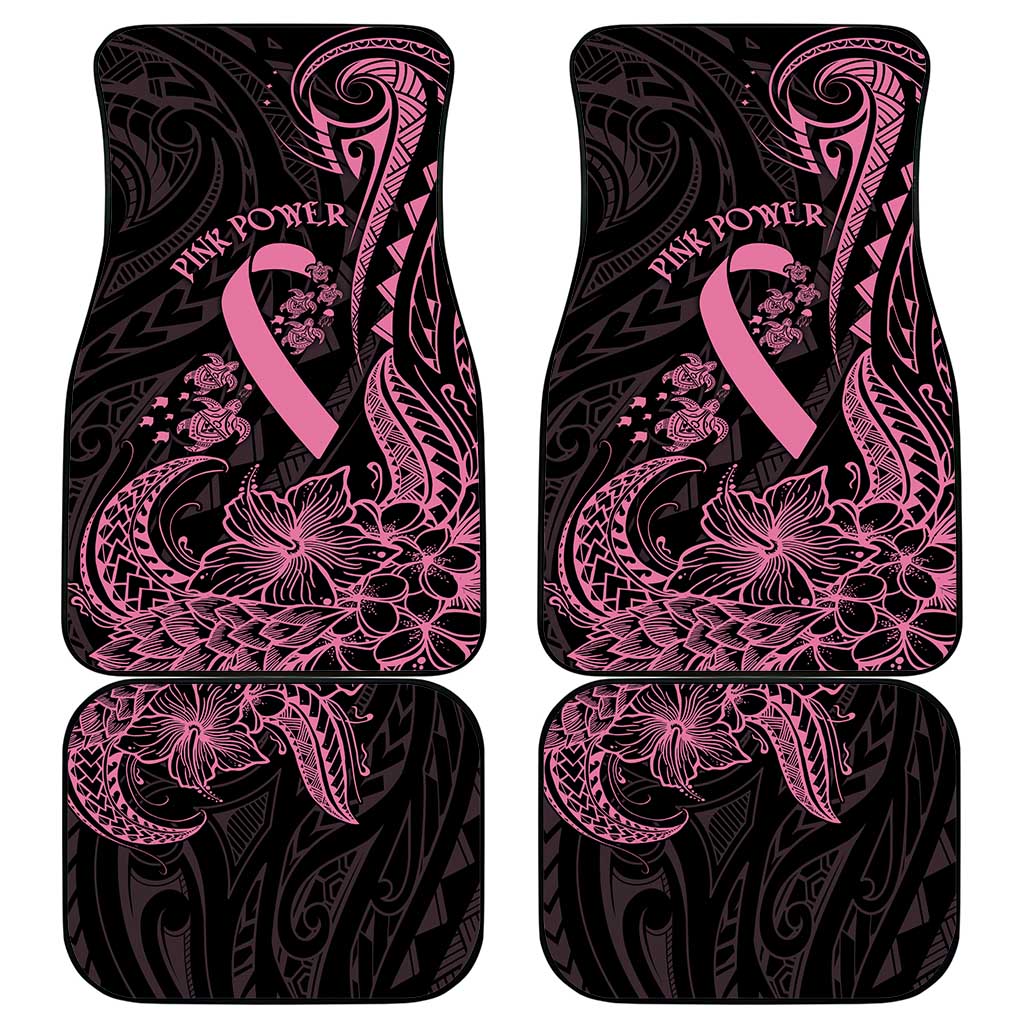 Polynesian Pink Power Car Mats Breast Cancer Ribbon Turtle and Flowers LT7 - Polynesian Pride