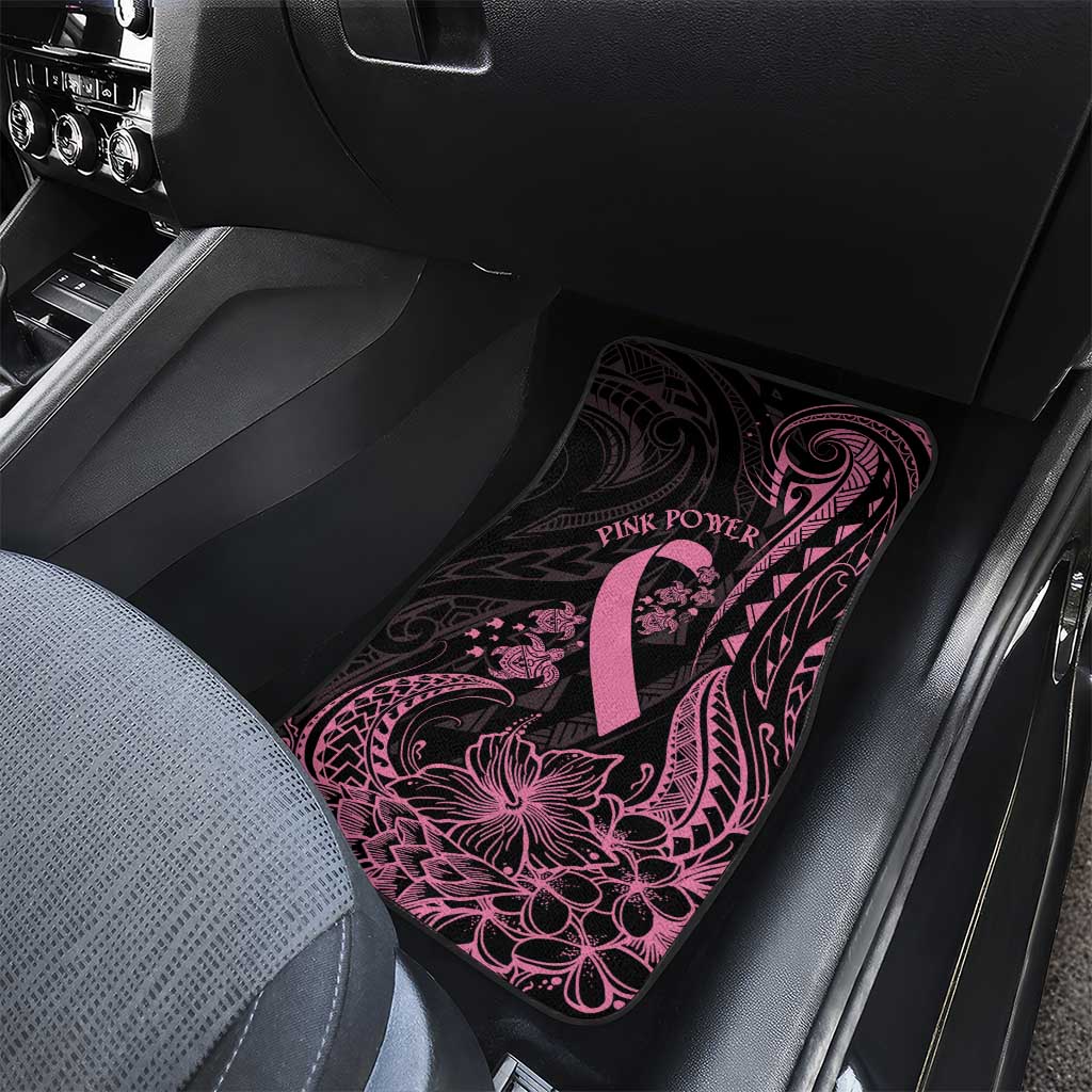 Polynesian Pink Power Car Mats Breast Cancer Ribbon Turtle and Flowers LT7 - Polynesian Pride