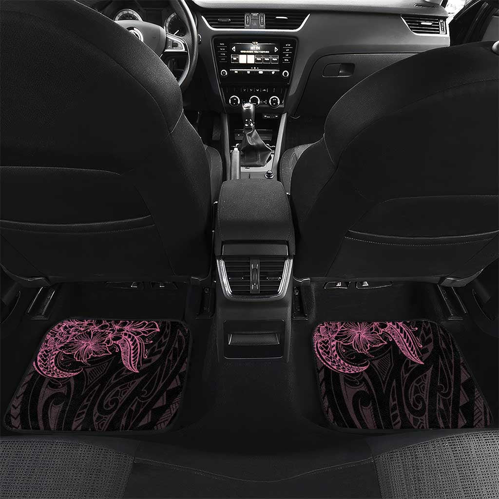 Polynesian Pink Power Car Mats Breast Cancer Ribbon Turtle and Flowers LT7 Set 2pcs - Back Pink - Polynesian Pride