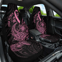 Polynesian Pink Power Car Seat Cover Breast Cancer Ribbon Turtle and Flowers