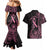 Polynesian Pink Power Couples Matching Mermaid Dress and Hawaiian Shirt Breast Cancer Ribbon Turtle and Flowers