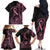 Polynesian Pink Power Family Matching Off The Shoulder Long Sleeve Dress and Hawaiian Shirt Breast Cancer Ribbon Turtle and Flowers