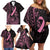 Polynesian Pink Power Family Matching Off Shoulder Short Dress and Hawaiian Shirt Breast Cancer Ribbon Turtle and Flowers