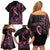 Polynesian Pink Power Family Matching Off Shoulder Short Dress and Hawaiian Shirt Breast Cancer Ribbon Turtle and Flowers