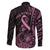 Polynesian Pink Power Family Matching Off Shoulder Short Dress and Hawaiian Shirt Breast Cancer Ribbon Turtle and Flowers