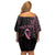 Polynesian Pink Power Family Matching Off Shoulder Short Dress and Hawaiian Shirt Breast Cancer Ribbon Turtle and Flowers