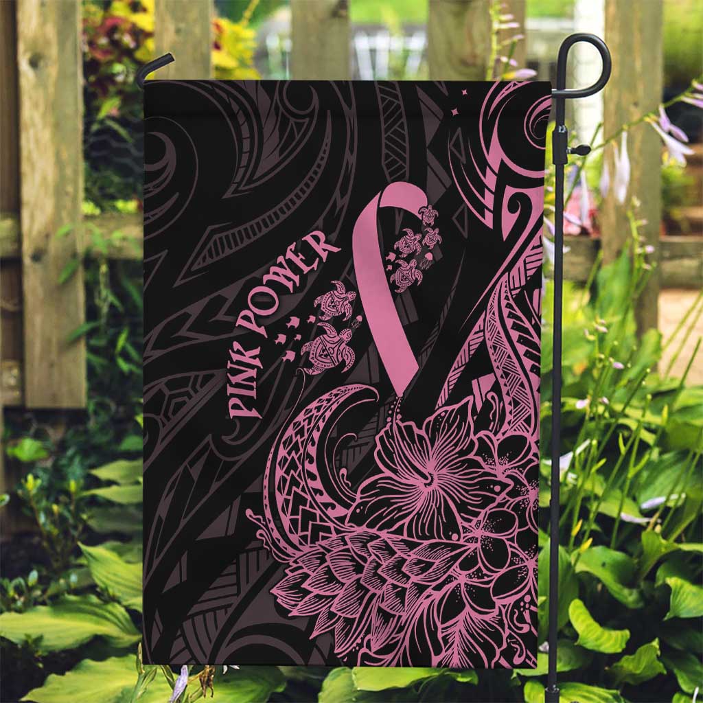 Polynesian Pink Power Garden Flag Breast Cancer Ribbon Turtle and Flowers LT7 Garden Flag Pink - Polynesian Pride
